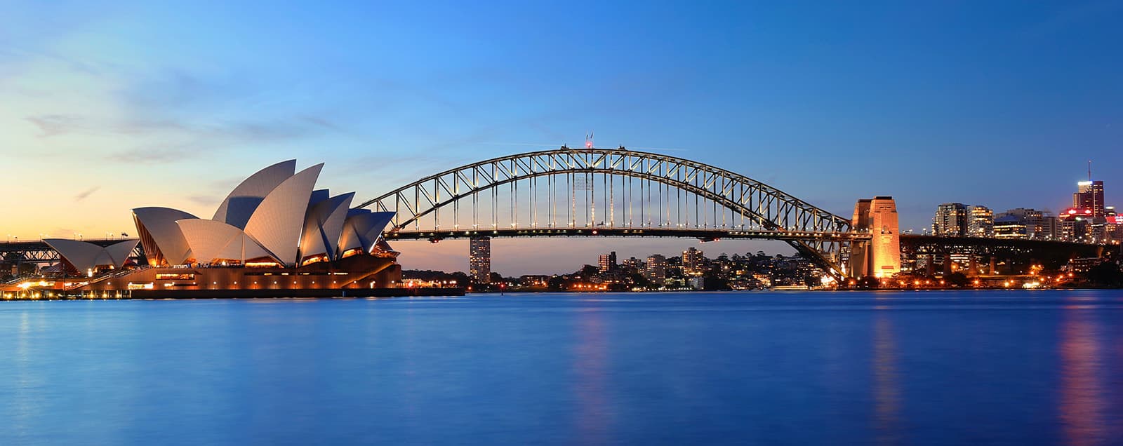 Sydney harbour at dusk